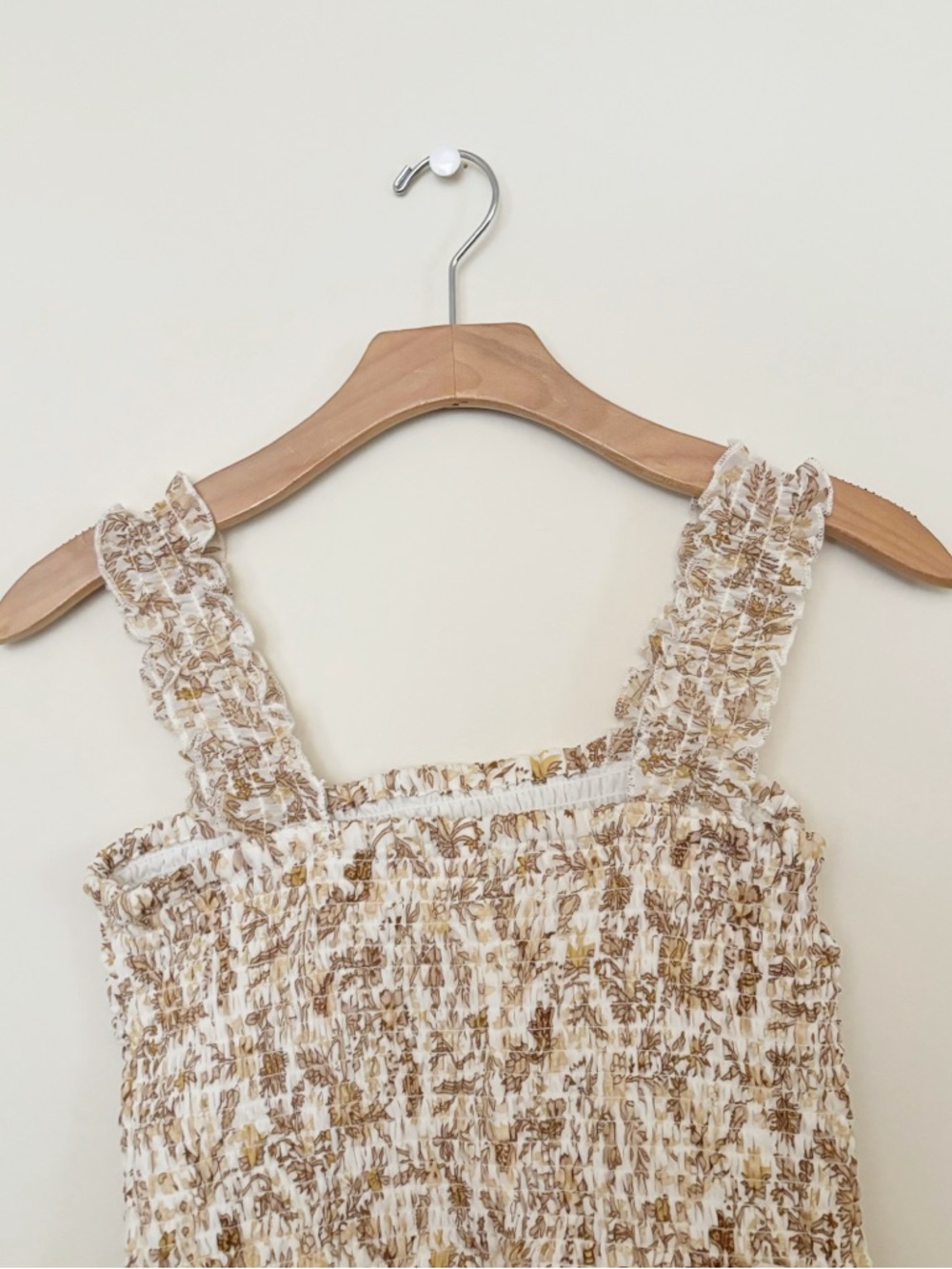 Japna Smocked Floral Ruffle Tank Top Womens Size Medium Boho Prairie Cottagecore - Picture 3 of 5